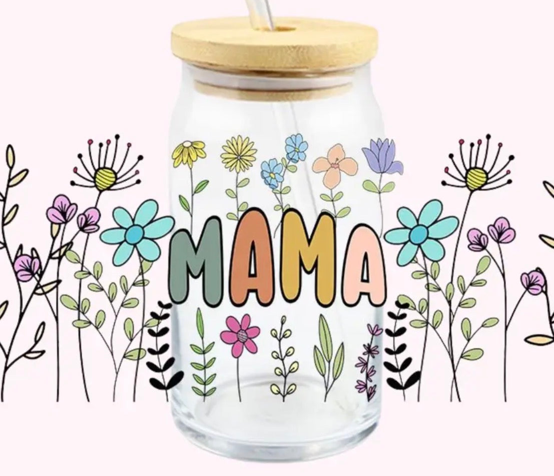 Wild Flower MAMA Glass Cup