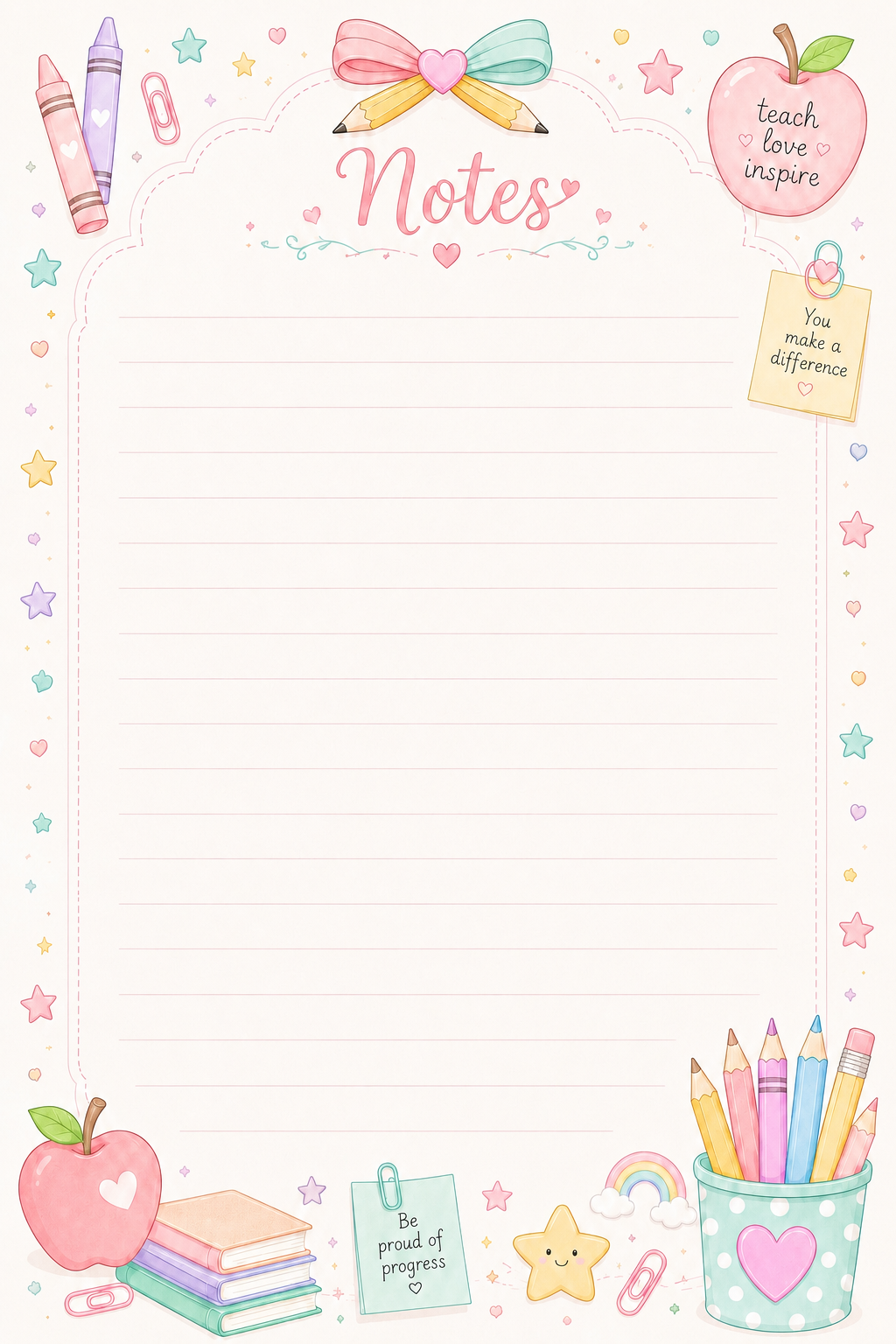 Note Pad- Teacher Pastel