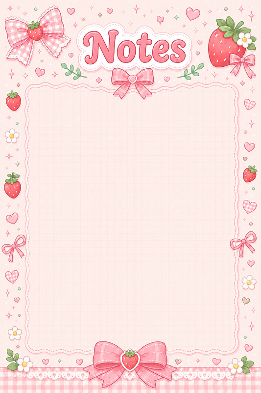 Note Pad-Strawberry Bow
