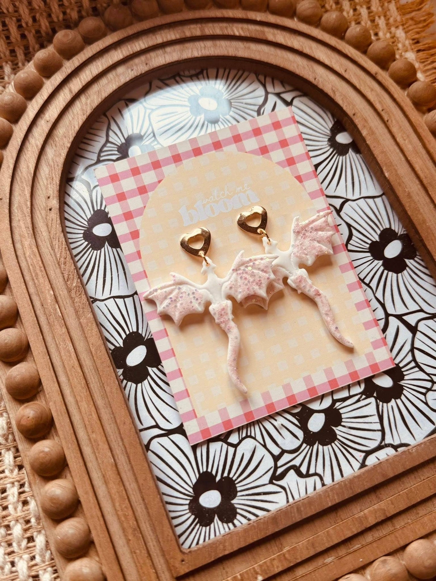 Pink Glitter Dragon's | Polymer Clay Earrings