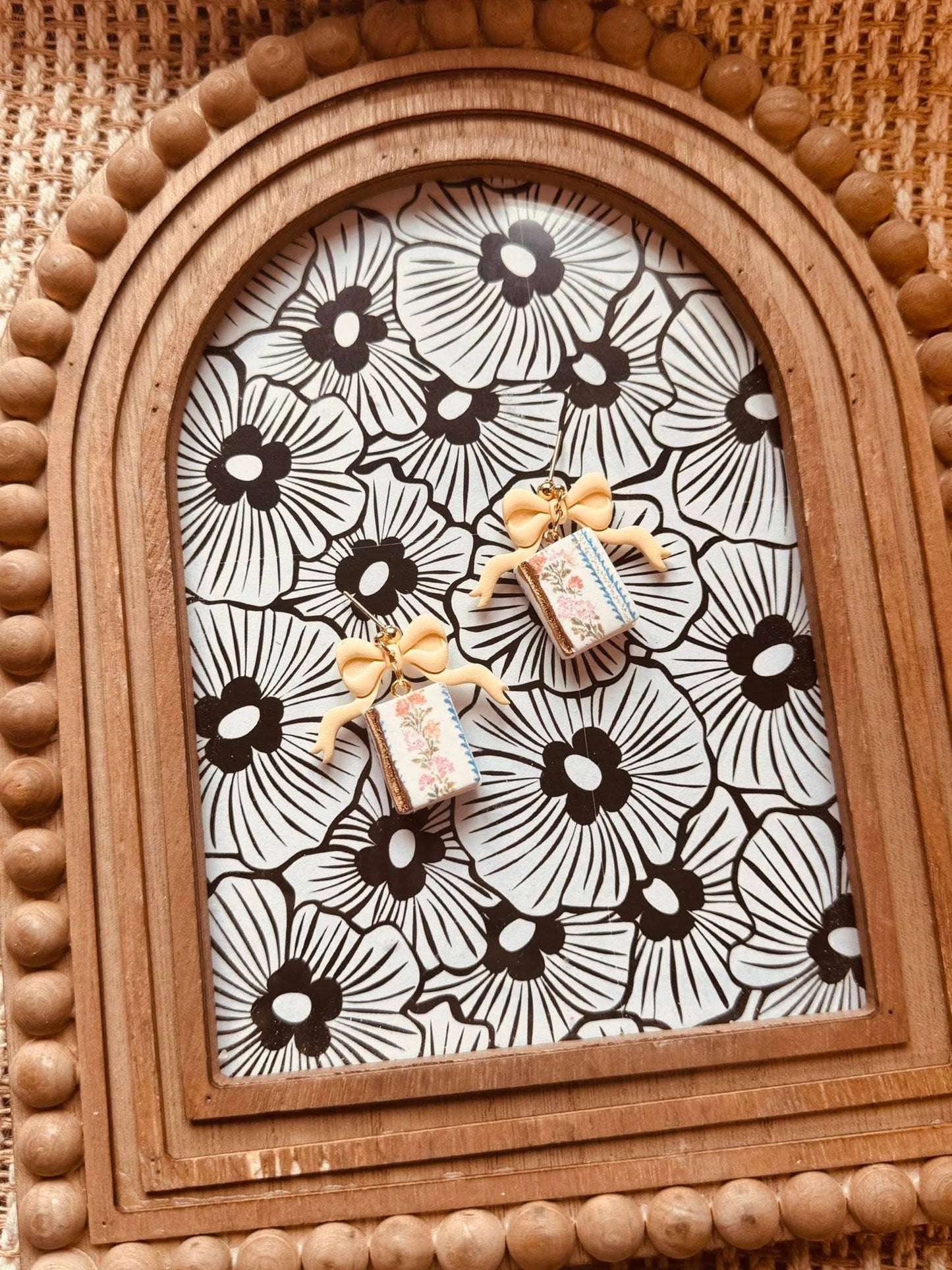 Yellow Books with Bows | Polymer Clay Earrings