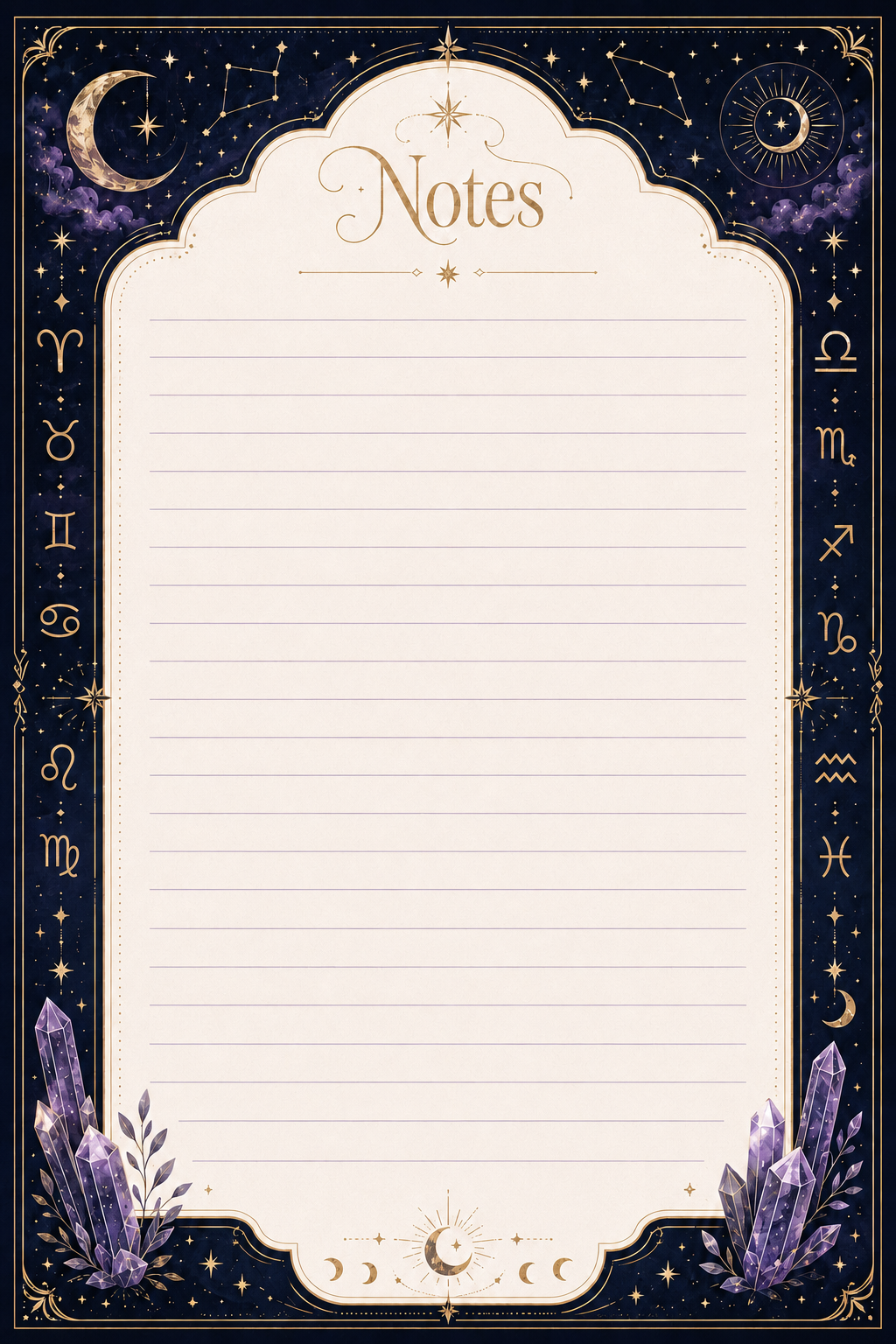 Note Pad- Purple Crystal Celestial 