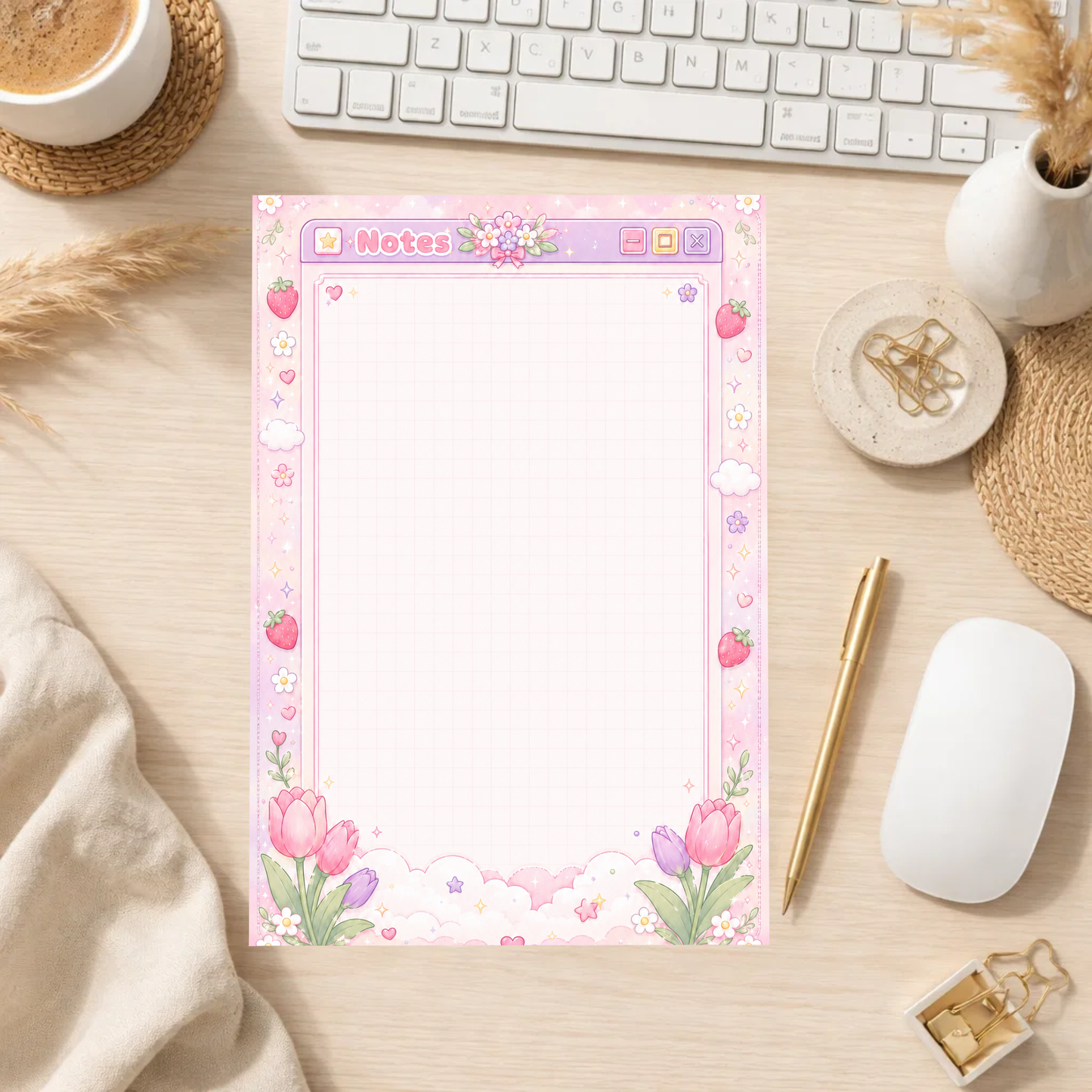 Note Pad-Strawberry Tulip ￼￼￼￼