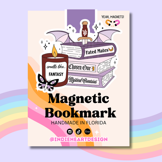 Fantasy Reader Bookstack Magnetic Bookmark  