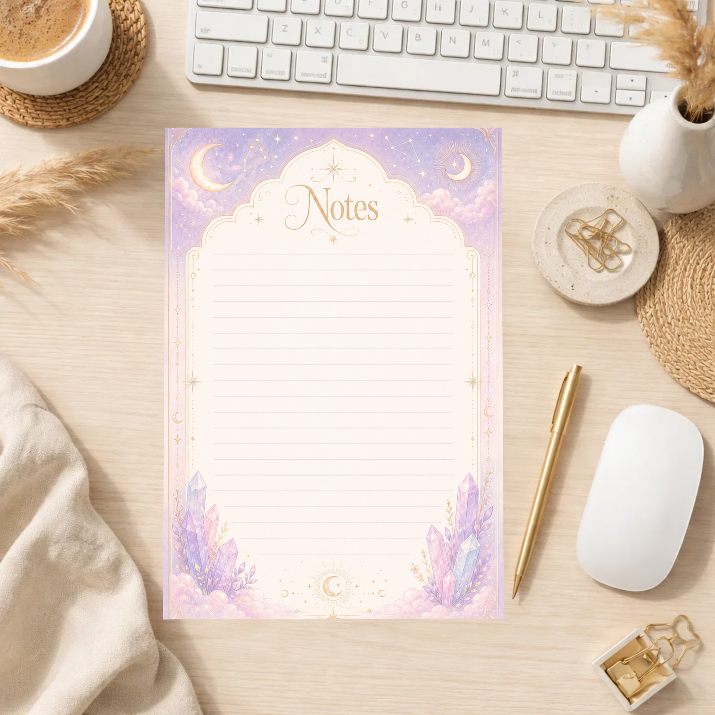 Note Pad- Pastel Crystal Celestial