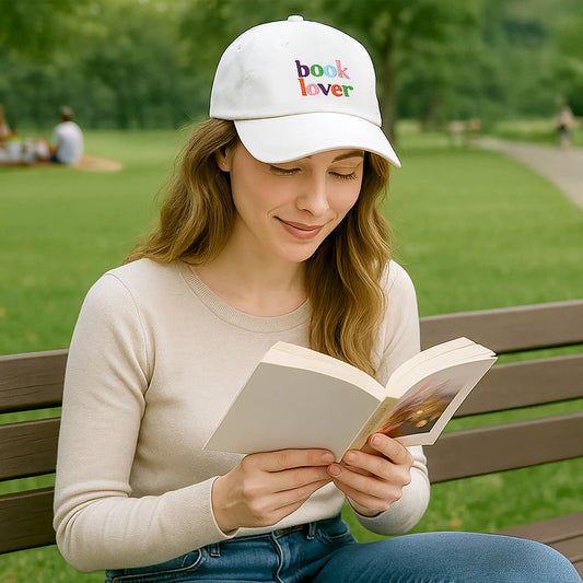 Book Lover - White Adjustable Hat