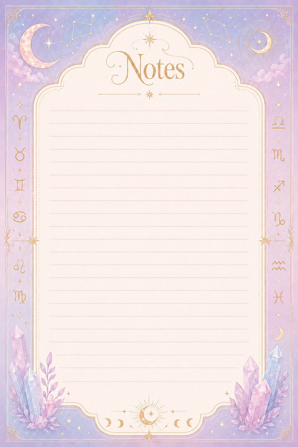 Note Pad- Pastel Crystal Celestial