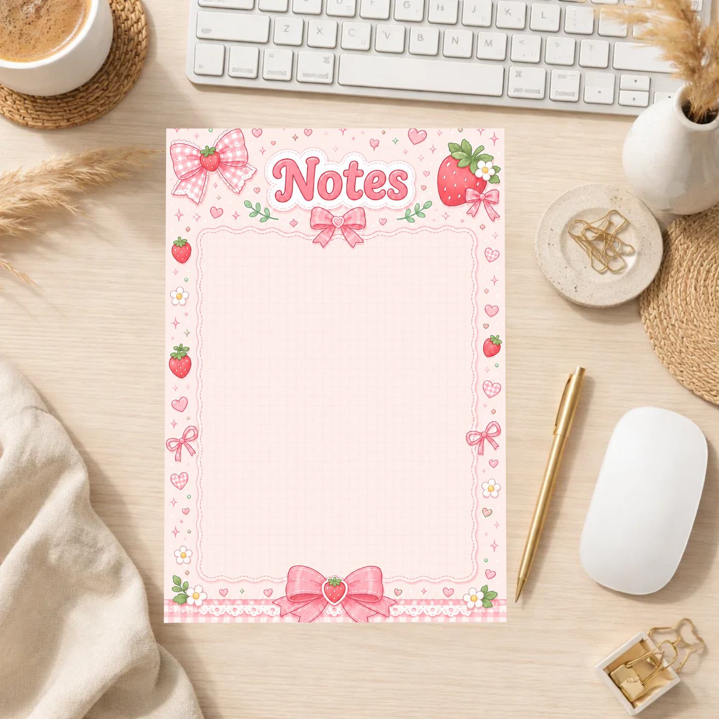 Note Pad-Strawberry Bow