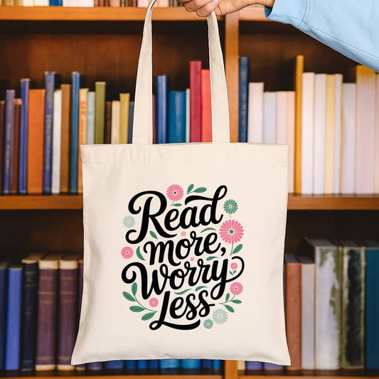 Read More Worry Less Canvas Tote Bag