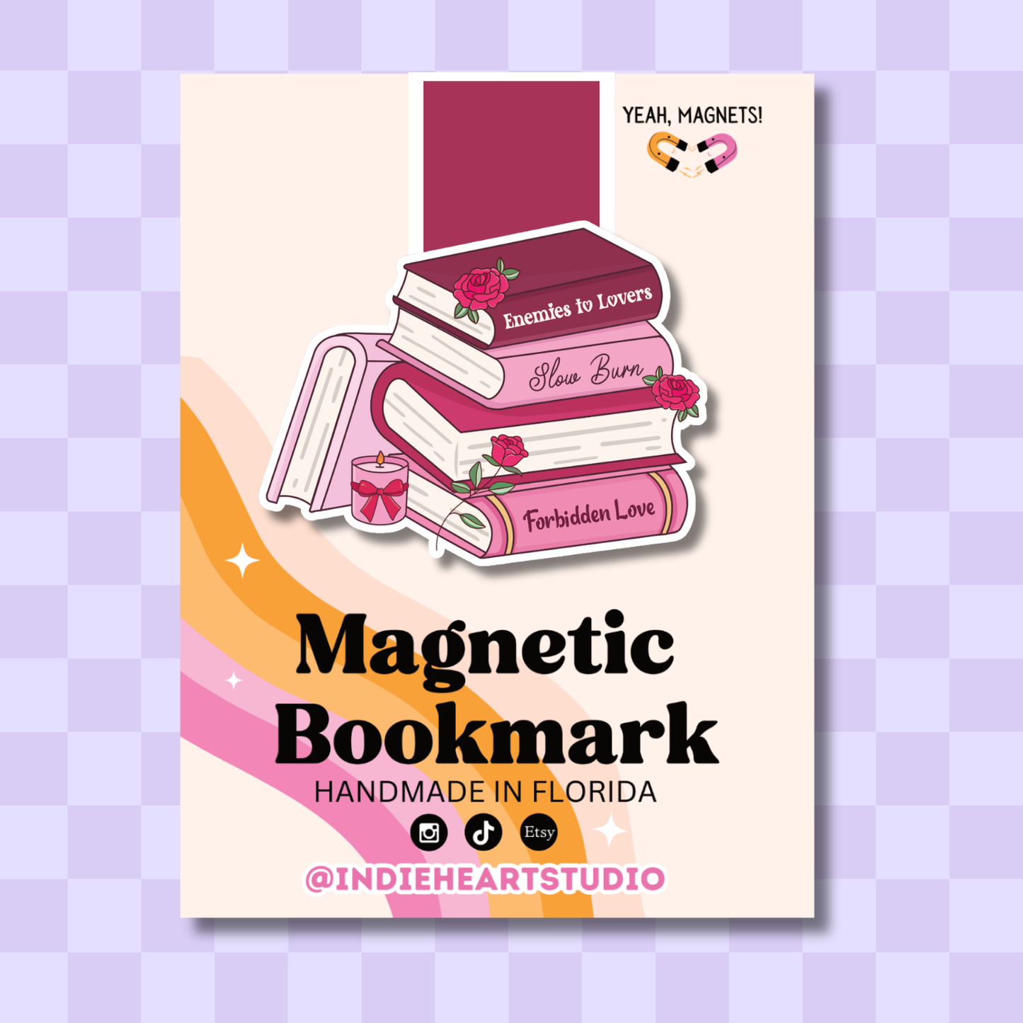 Romance Book Stack Magnetic Bookmark | Bookish Romance