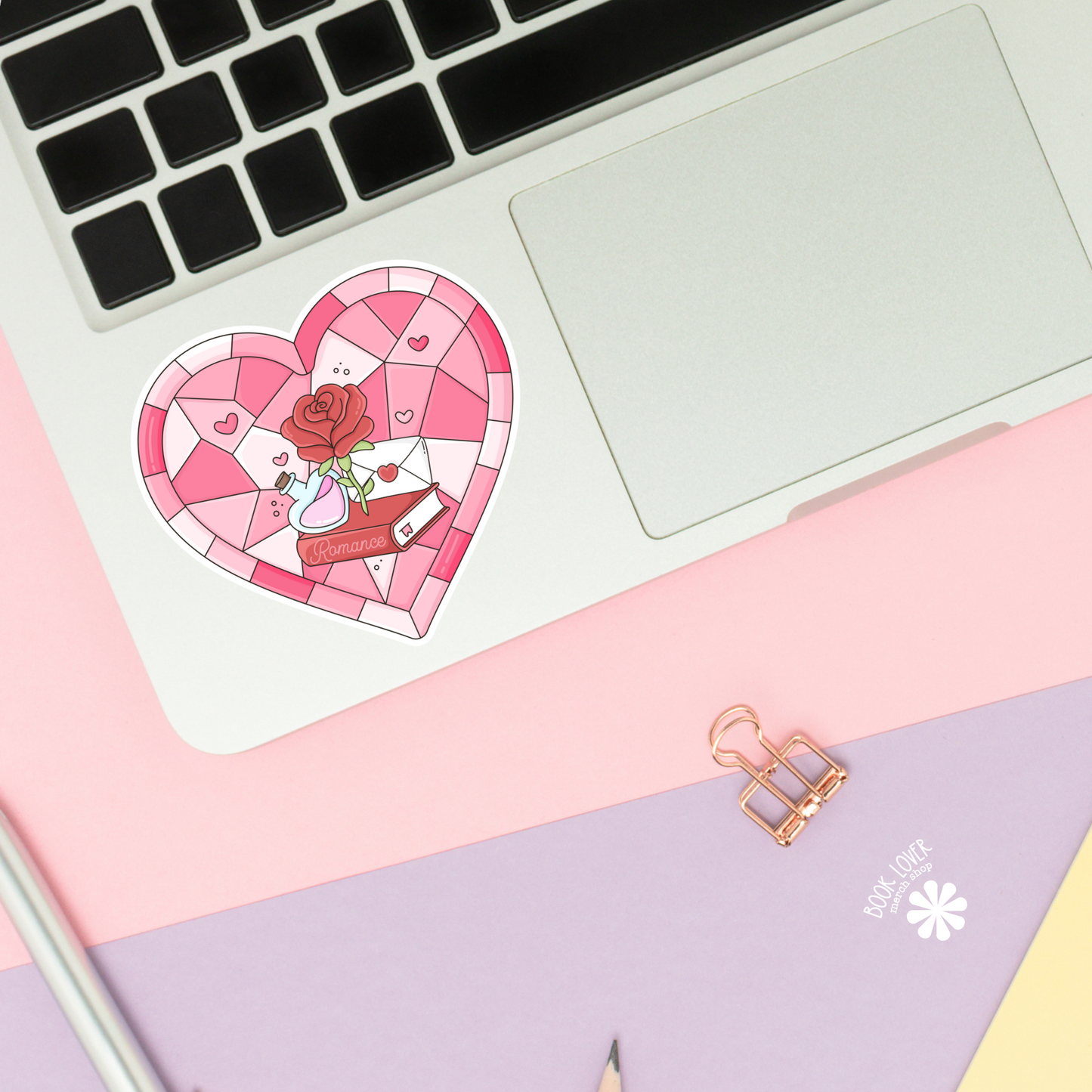 Bookish Romance Stained Glass Heart Stickers