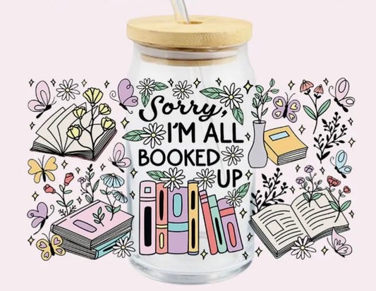 Booked Up Glass Cup