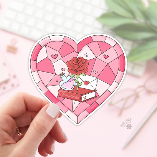 Bookish Romance Stained Glass Heart Stickers