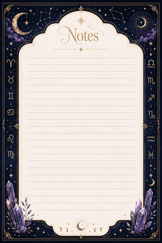 Note Pad- Purple Crystal Celestial ￼