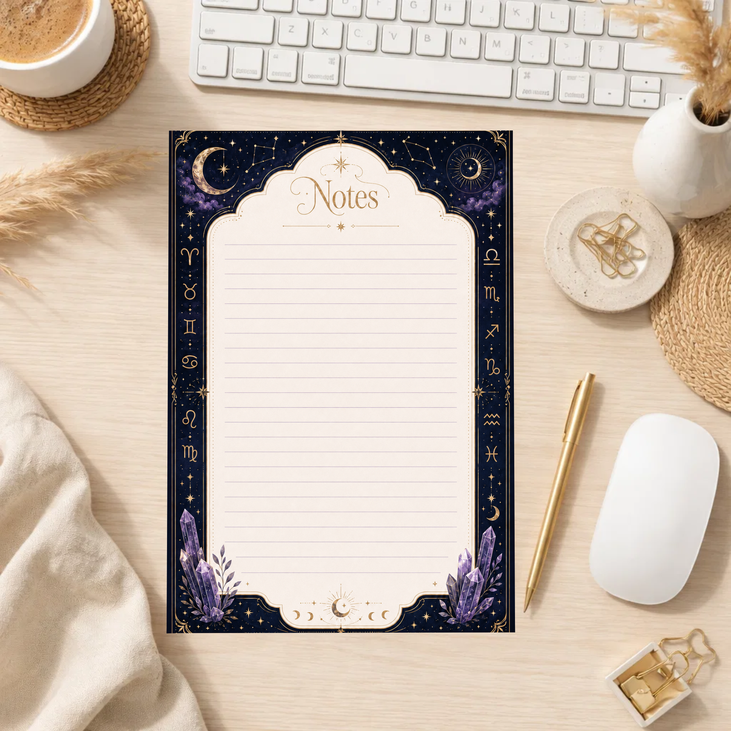 Note Pad- Purple Crystal Celestial ￼