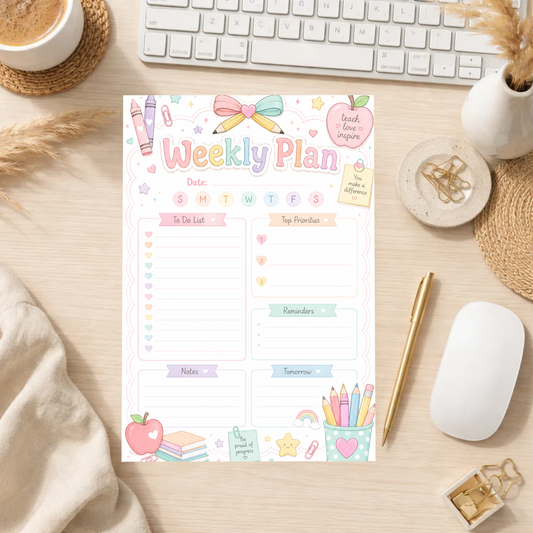 Note Pad-Teacher Pastel Weekly Planner