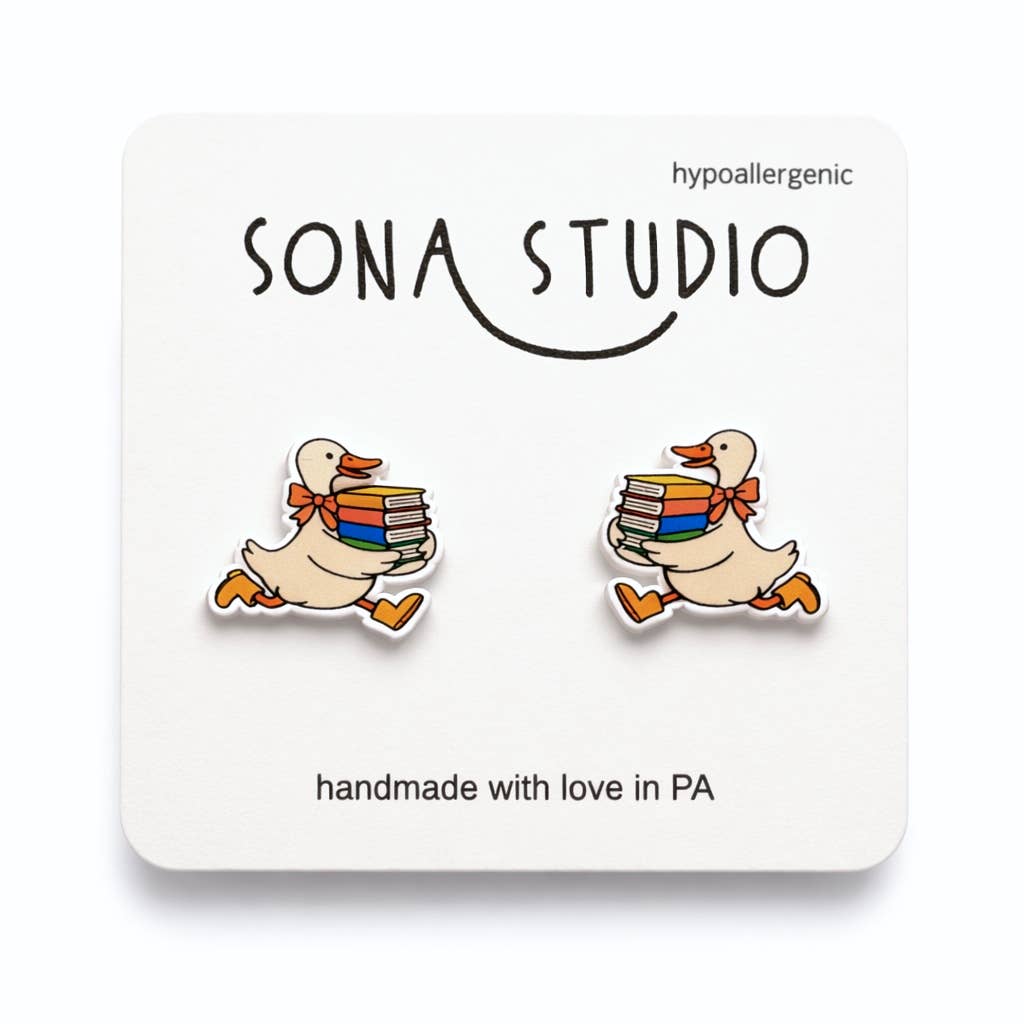 Book Goose Earrings