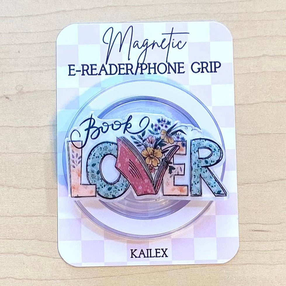 Book Lover E-Reader, Phone Grip for all Devices - Magnetic or Adhesive