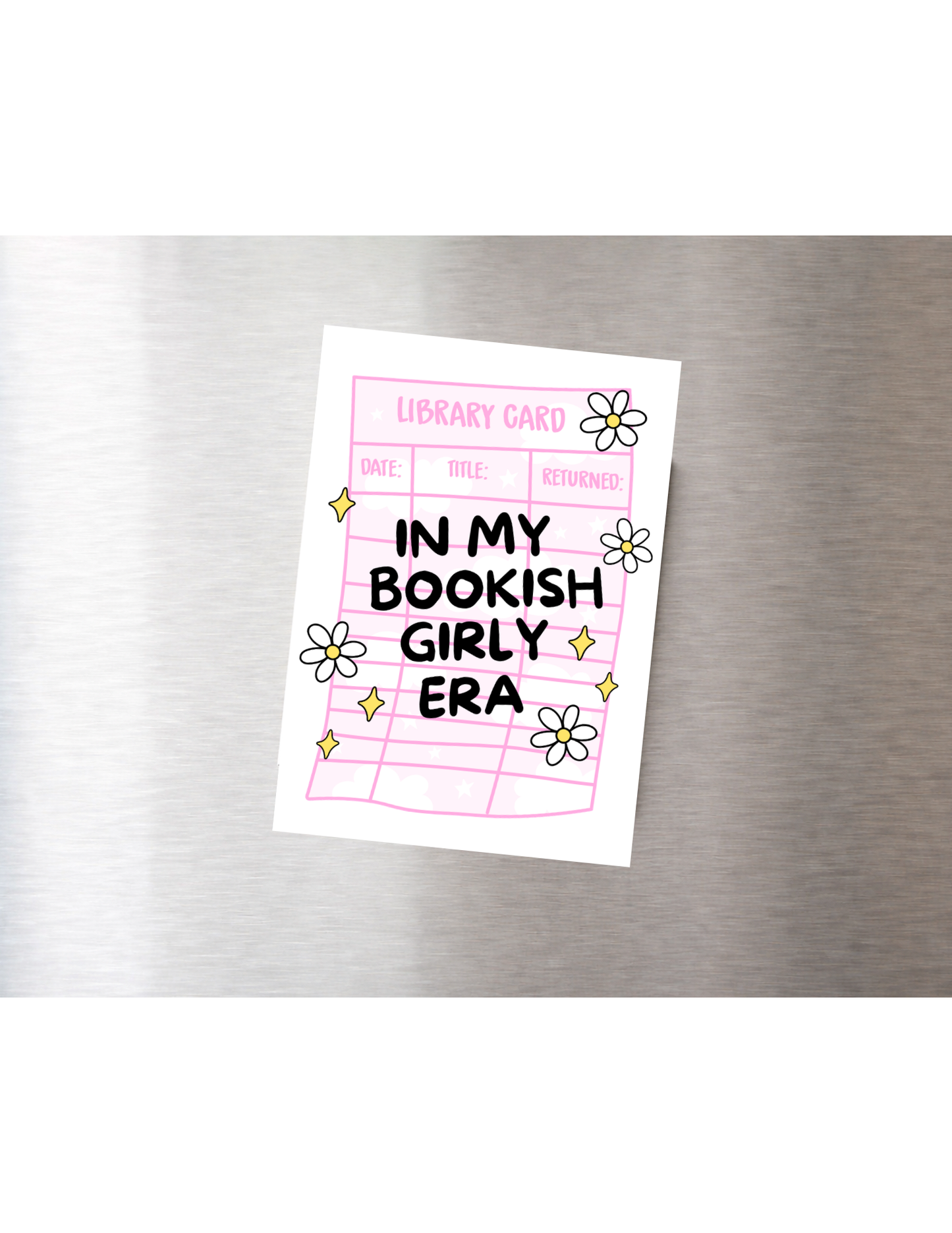 Bookish Girly Era Library Card Magnet 2x3"